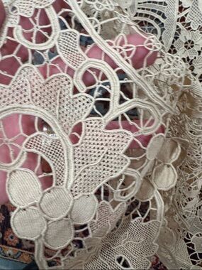 Antique  French Handmade Tape Lace Tablecloth  new
